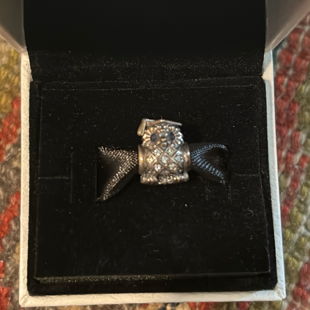 Pandora blue eye owl graduation charm